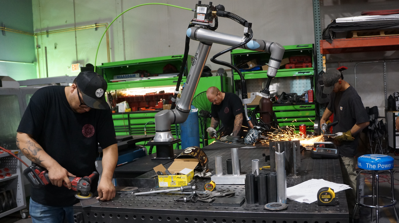 Statement Fabrication team in their workshop crafting custom event structures